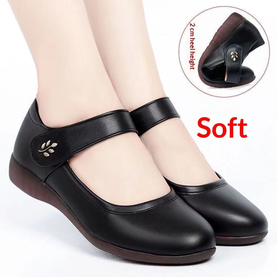 Womens Softsoled Peeptoe Leather Shoes With A Single Strap - Eshtree