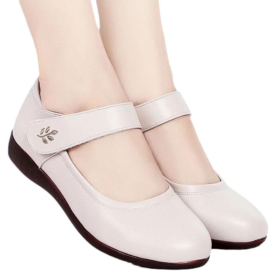 Womens Softsoled Peeptoe Leather Shoes With A Single Strap - Eshtree