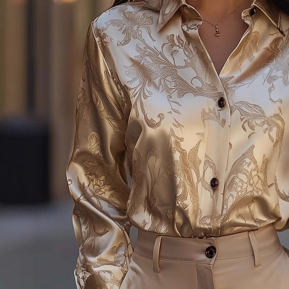 Womens SpringSummer Satin - Feel Drapey Shirt New Arrival - Eshtree