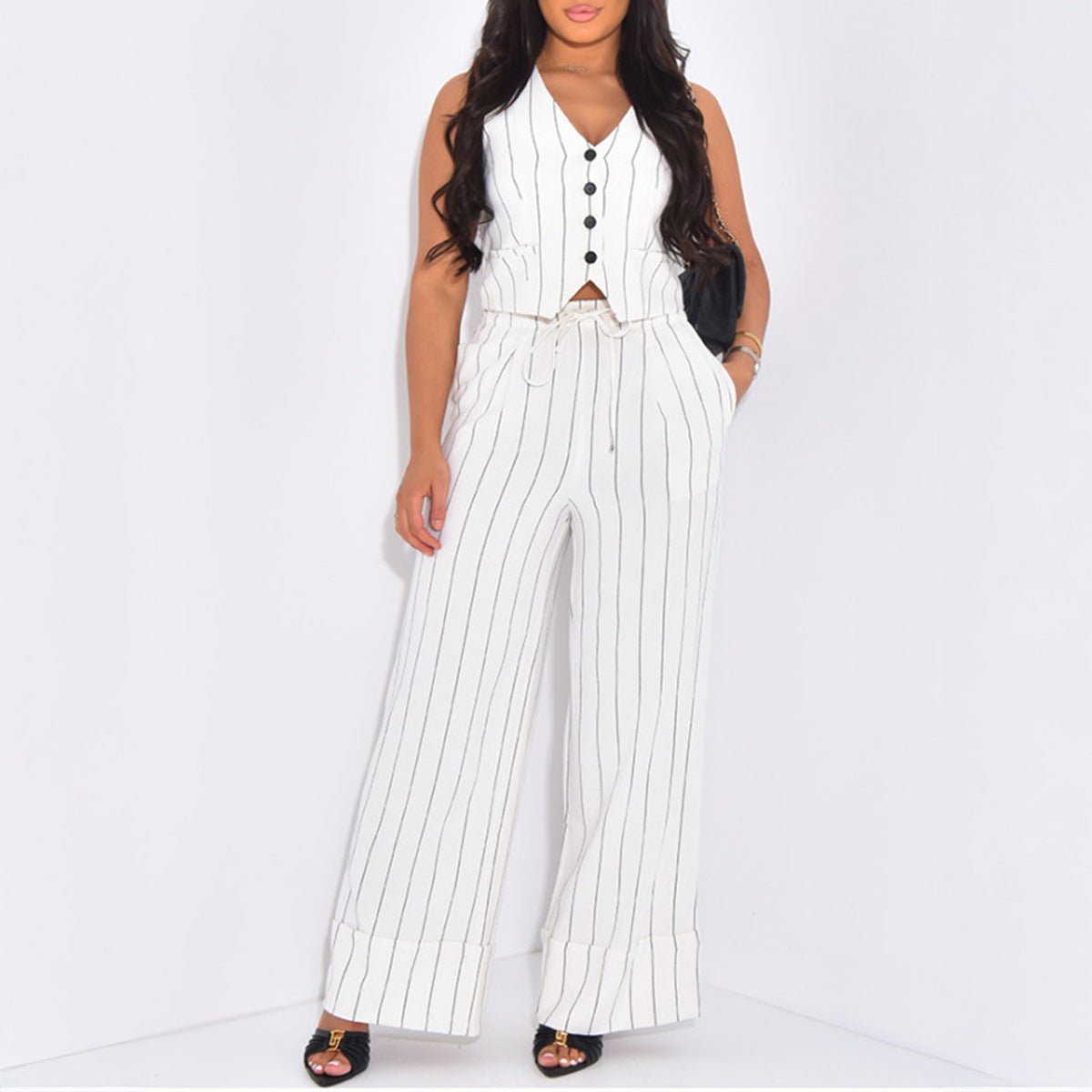 Womens Stylish, Minimalist Commuter Striped Set - Eshtree