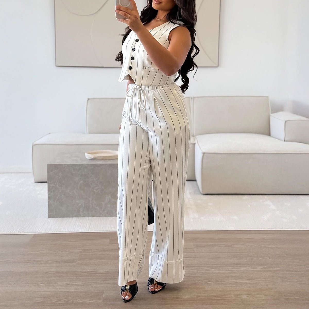 Womens Stylish, Minimalist Commuter Striped Set - Eshtree