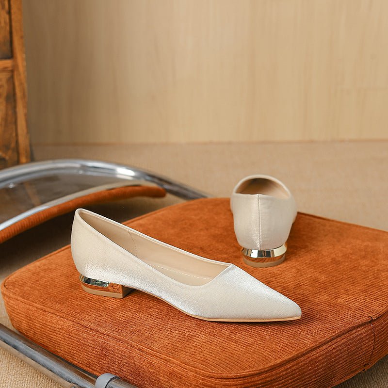 Womens Stylish Pointed - toe Chunky - heel Flats - Eshtree