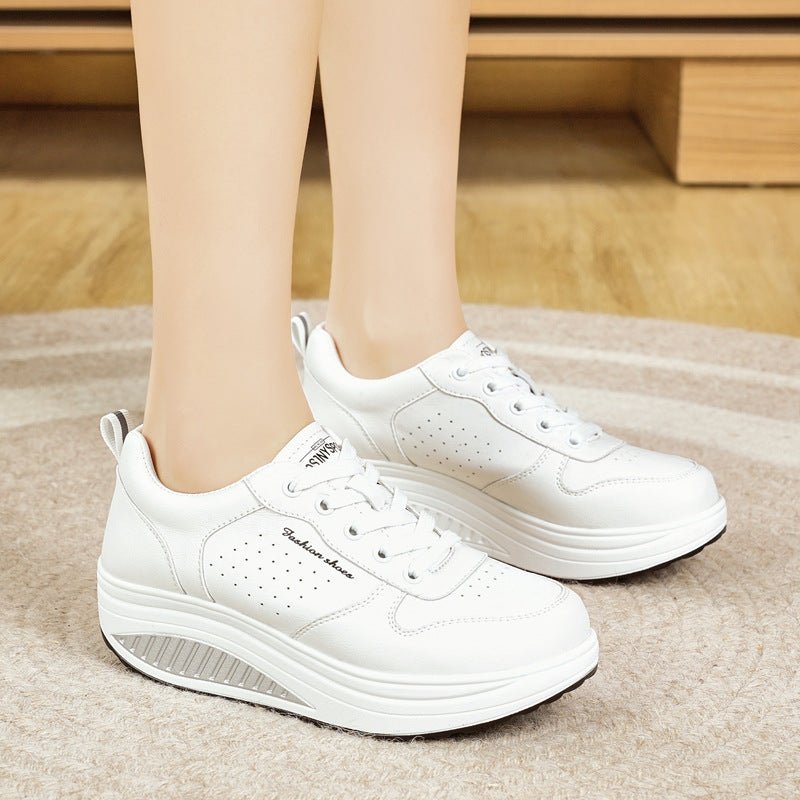 Women's Thick - soled Sports Casual Versatile White Shoes - Eshtree
