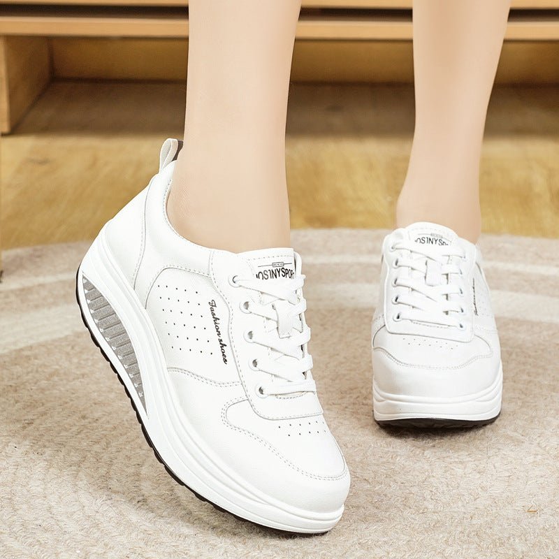 Women's Thick - soled Sports Casual Versatile White Shoes - Eshtree