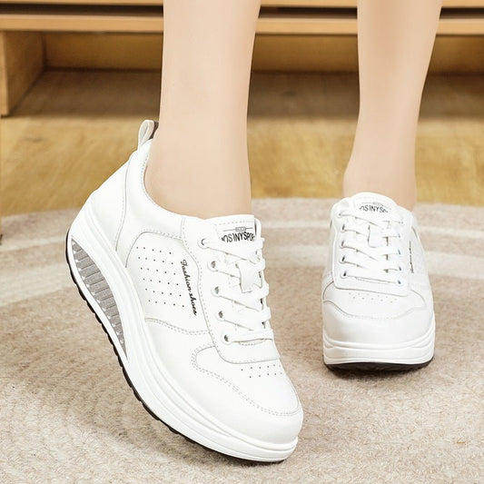 Women's Thick - soled Sports Casual Versatile White Shoes - Eshtree