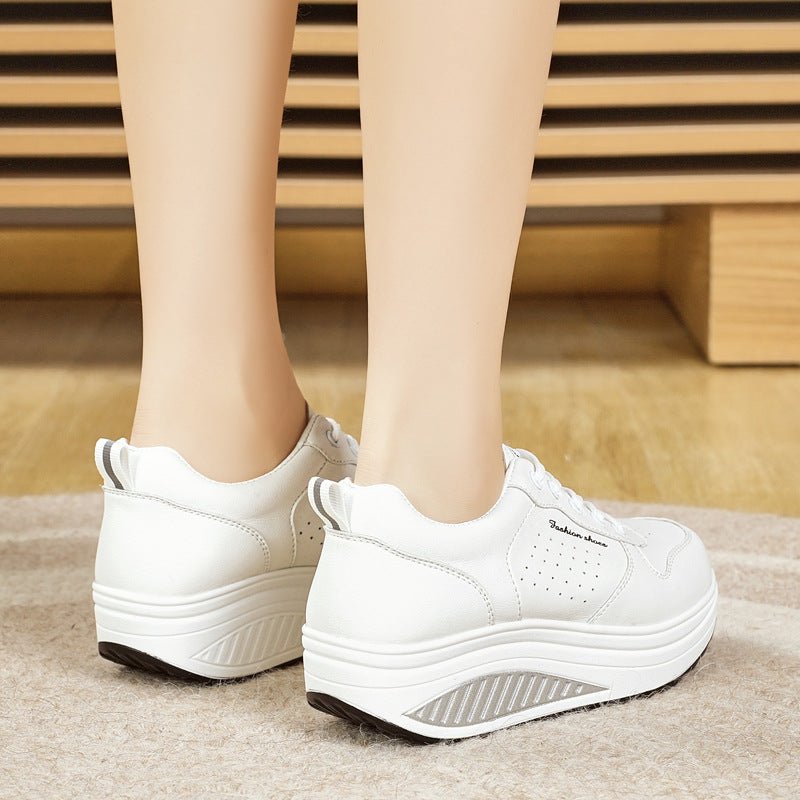Women's Thick - soled Sports Casual Versatile White Shoes - Eshtree