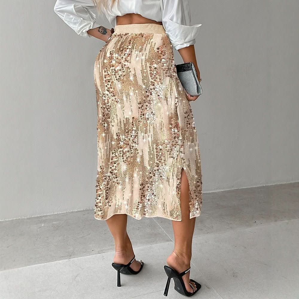Women's Versatile Solid Color Fashionable Sequin Skirt - Eshtree