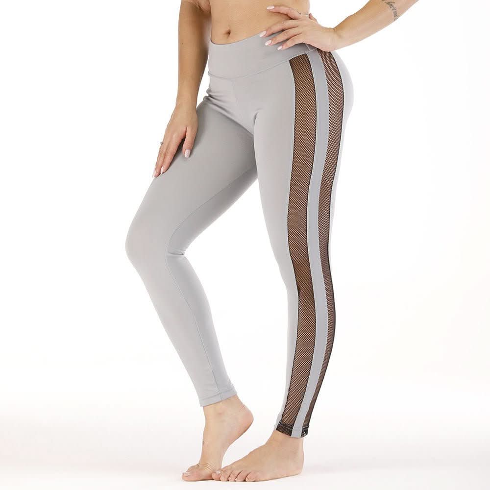 Women's Yoga Pants with Side Panel Large Hole Mesh - Eshtree
