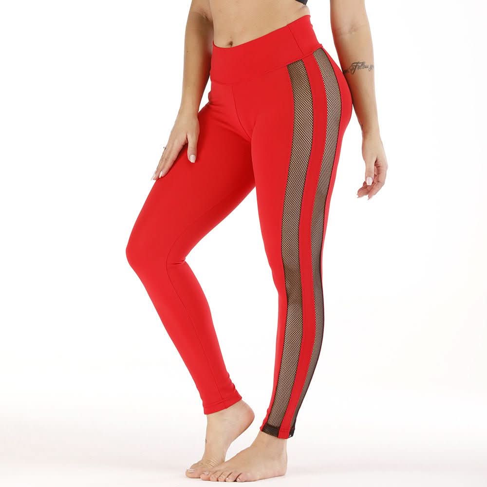 Women's Yoga Pants with Side Panel Large Hole Mesh - Eshtree
