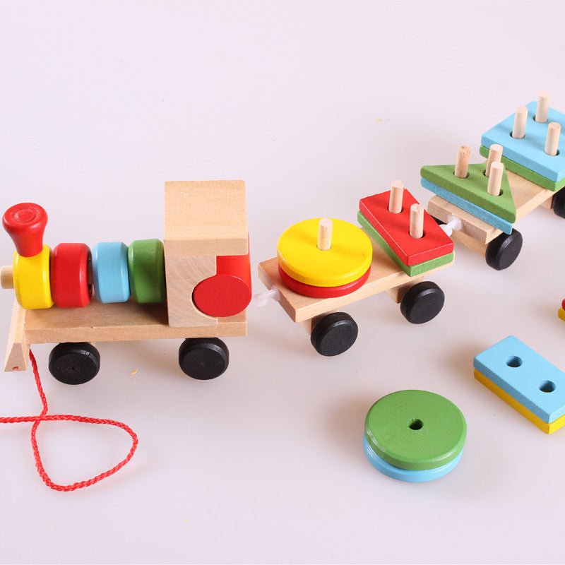 Wooden Train Three - section Tractor Toy Children's Intelligence Puzzle Toys Educational Toys - Eshtree