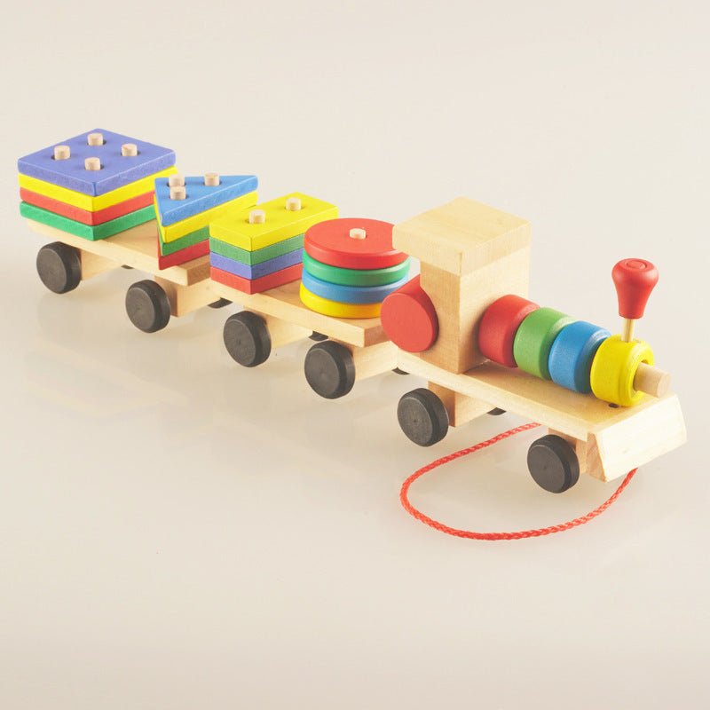 Wooden Train Three - section Tractor Toy Children's Intelligence Puzzle Toys Educational Toys - Eshtree