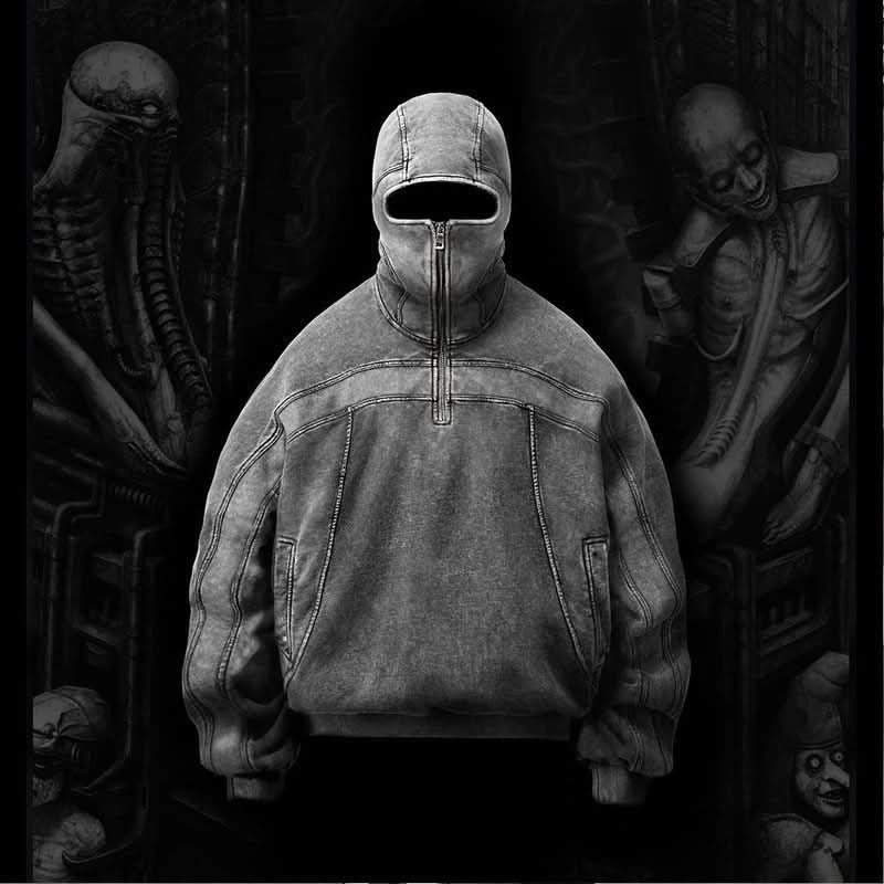 Y2g American Washed Old Style Personality Street Zipper Sweater - Eshtree